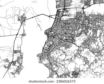 Stadtplan von Porto Alegre in Brasilien mit schwarzen Straßen einzeln auf weißem Hintergrund.