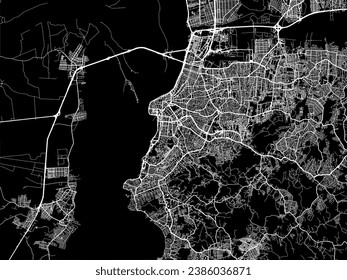 Vector city map of Porto Alegre in Brazil with white roads isolated on a black background.