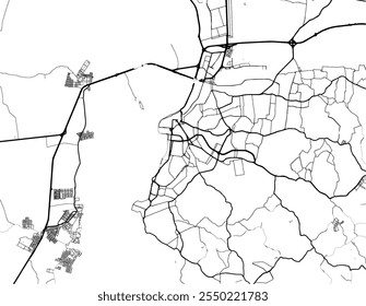 Mapa da cidade de Porto Alegre, no Brasil, com estradas pretas isoladas sobre um fundo branco.