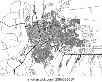 Stadtplan von Porto Velho in Brasilien mit schwarzen Straßen einzeln auf weißem Hintergrund.