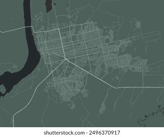 Vector city map of Porto Velho in Brazil with white roads isolated on a green background.