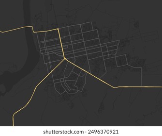 Vector city map of Porto Velho in Brazil with yellow roads isolated on a brown background.