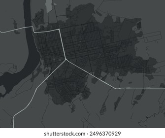 Vector city map of Porto Velho in Brazil with white roads isolated on a grey background.