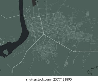 Vector city map of Porto Velho in Brazil with white roads isolated on a green background.