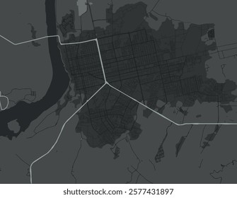 Vector city map of Porto Velho in Brazil with white roads isolated on a grey background.