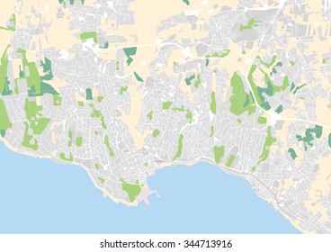 vector city map of the Portuguese cities of Cascais and Estoril