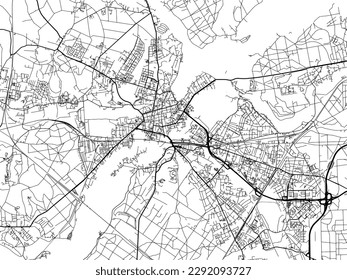 Vector city map of Potsdam in the Germany with black roads isolated on a white background.