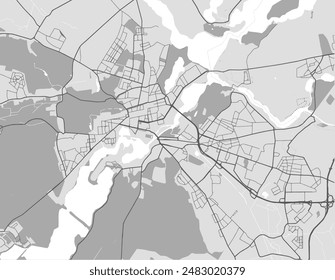 Vector city map of Potsdam in the Germany with black roads isolated on a grey background.