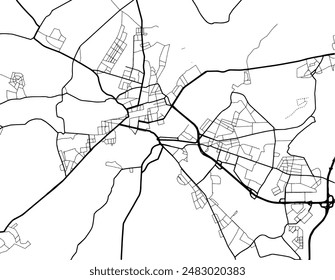 Vector city map of Potsdam in the Germany with black roads isolated on a white background.