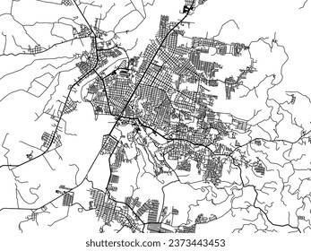 Vector city map of Poza Rica de Hidalgo in Mexico with black roads isolated on a white background.