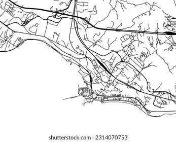 Vector city map of Pozzuoli in Italy with black roads isolated on a white background.