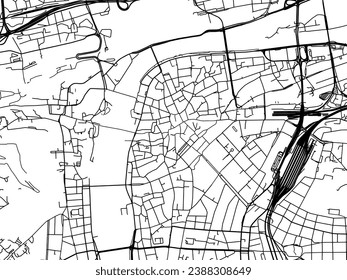 Vector city map of Prague Center in the Czech Republic with black roads isolated on a white background.