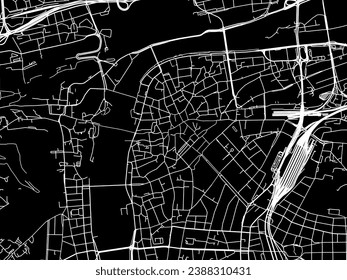 Vector city map of Prague Center in the Czech Republic with white roads isolated on a black background.