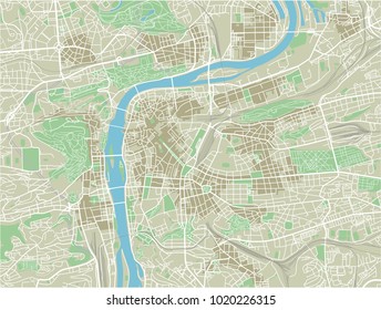 Vector city map of Prague with well organized separated layers.