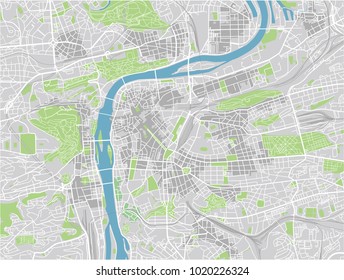 Vector city map of Prague with well organized separated layers.