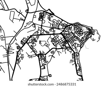Vector city map of Province of Crotone in Italy with black roads isolated on a white background.