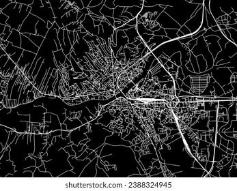 Vector city map of Przemysl in Poland with white roads isolated on a black background.