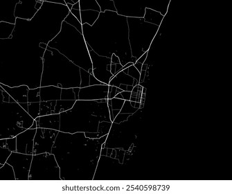 Vector city map of Puducherry in the Republic of India with white roads isolated on a black background.