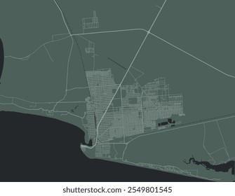 Vector city map of Puerto Penasco in Mexico with white roads isolated on a green background