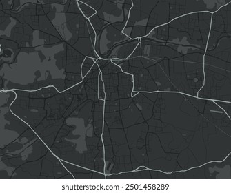 Mapa Vector de la ciudad de Pune en la República de la India con carreteras blancas aisladas sobre un fondo gris.