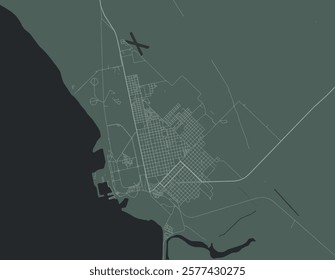 Vector city map of Punta Alta in Argentina with white roads isolated on a green background.