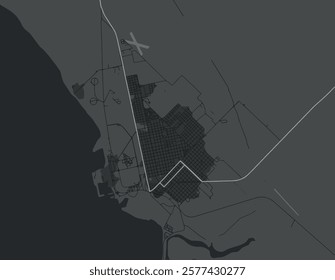 Vector city map of Punta Alta in Argentina with white roads isolated on a grey background.