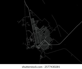 Vector city map of Punta Alta in Argentina with white roads isolated on a black background.