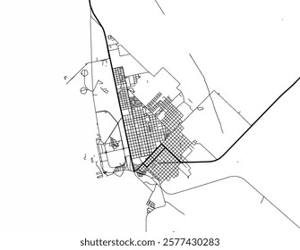 Vector city map of Punta Alta in Argentina with black roads isolated on a white background.