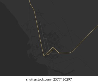 Vector city map of Punta Alta in Argentina with yellow roads isolated on a brown background.