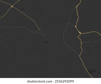 Vector city map of Pyatigorsk in the Russian Federation with yellow roads isolated on a brown background.