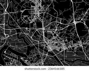 Vector city map of Pyeongtaek in the South Korea with white roads isolated on a black background.