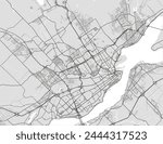 Vector city map of Quebec City Quebec in Canada with black roads isolated on a grey background.