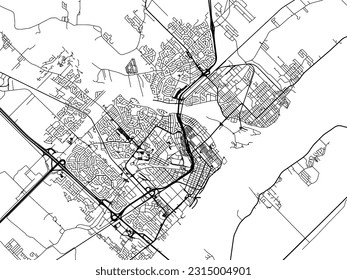 Vector city map of Trois-Rivières Quebec in Canada with black roads isolated on a white background.