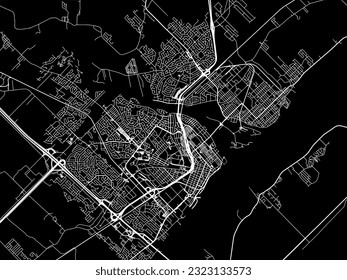 Vector city map of Trois-Rivières Quebec in Canada with white roads isolated on a black background.