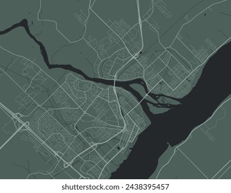 Vector city map of Trois-Rivières Quebec in Canada with white roads isolated on a green background.