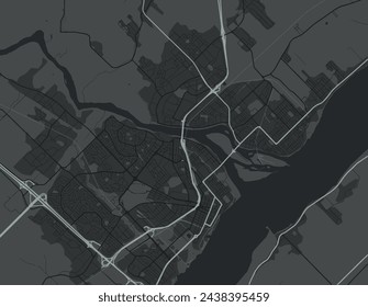 Vector city map of Trois-Rivières Quebec in Canada with white roads isolated on a grey background.