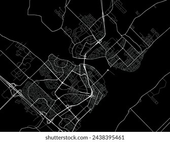 Vector city map of Trois-Rivières Quebec in Canada with white roads isolated on a black background.