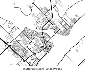 Vector city map of Trois-Rivières Quebec in Canada with black roads isolated on a white background.