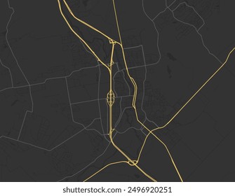 Vector city map of Saint-Jérôme Quebec in Canada with yellow roads isolated on a brown background.