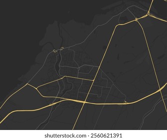 Vector city map of Châteauguay Quebec in Canada with yellow roads isolated on a brown background.
