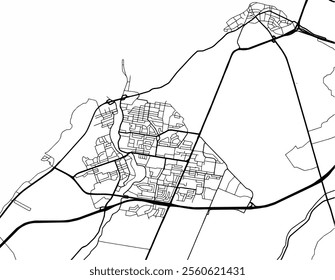 Vector city map of Châteauguay Quebec in Canada with black roads isolated on a white background.