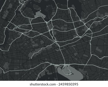 Vector city map of Queens New York in the United States of America with white roads isolated on a grey background.