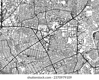 Vector city map of Quezon City in the Philippines with black roads isolated on a white background.