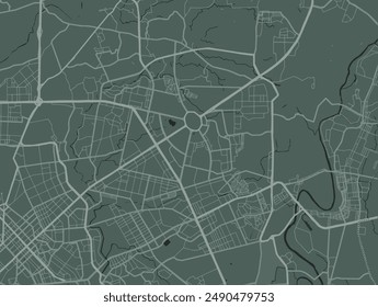 Vector city map of Quezon City in the Philippines with white roads isolated on a green background.