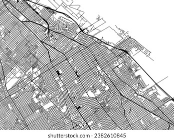Stadtplan von Quilmes in Argentinien mit schwarzen Straßen einzeln auf weißem Hintergrund.
