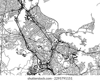 Vector city map of Quincy Massachusetts in the United States of America with black roads isolated on a white background.