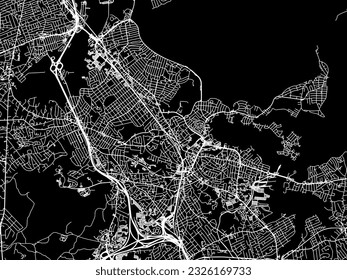 Vector city map of Quincy Massachusetts in the United States of America with white roads isolated on a black background.