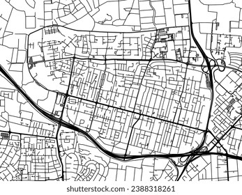 Vector city map of Ra'anana in Israel with black roads isolated on a white background.