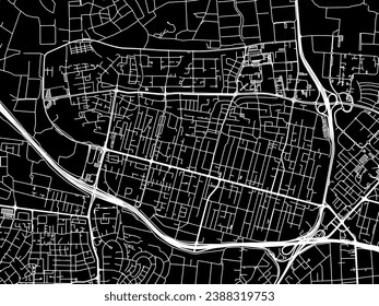 Vector city map of Ra'anana in Israel with white roads isolated on a black background.