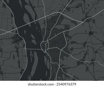 Vector city map of Rajahmundry in the Republic of India with white roads isolated on a grey background.